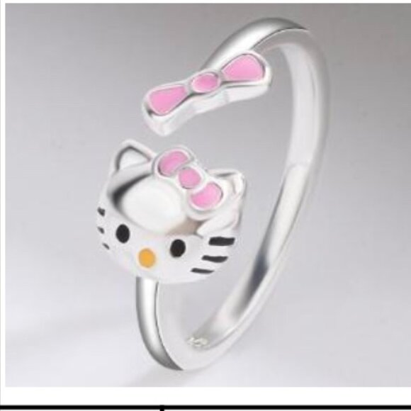 925 Sterling Silver Hello Kitty Adjustable Ring - Picture 2 of 9